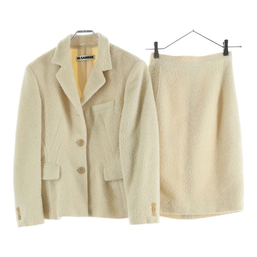 JIL SANDER(ジルサンダー) 90S VINTAGE ヴィンテージ アルパカウール セットアップスーツ シングルテーラードジャケット ミドルスカート レディース アイボリー