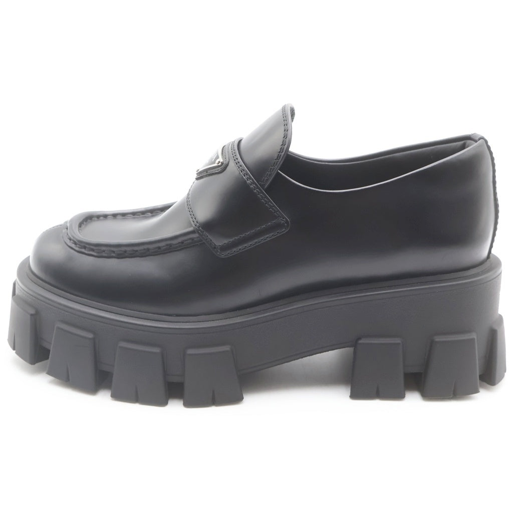 PRADA(プラダ) BRUSHED LEATHER MONOLITH LOAFERS モノリス ブラッシュドレザー ローファー ブラック レディース 649