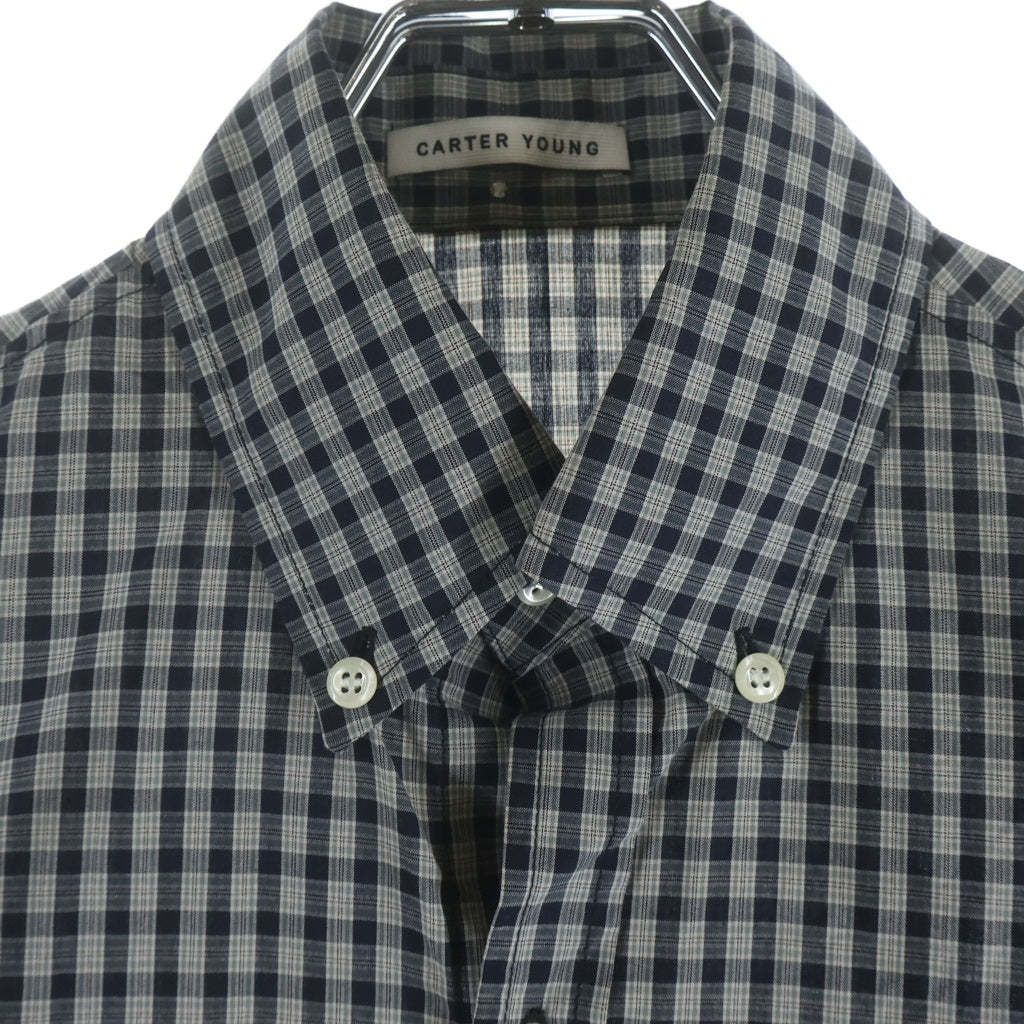 NO BRAND(ノーブランド) CARTER YOUNG カーターヤング WESTERN BUSINESS SHIRT ICE PLAID ウエスタンビジネスシャツ アイスプレイド ギンガムチェック カットオフ グレー