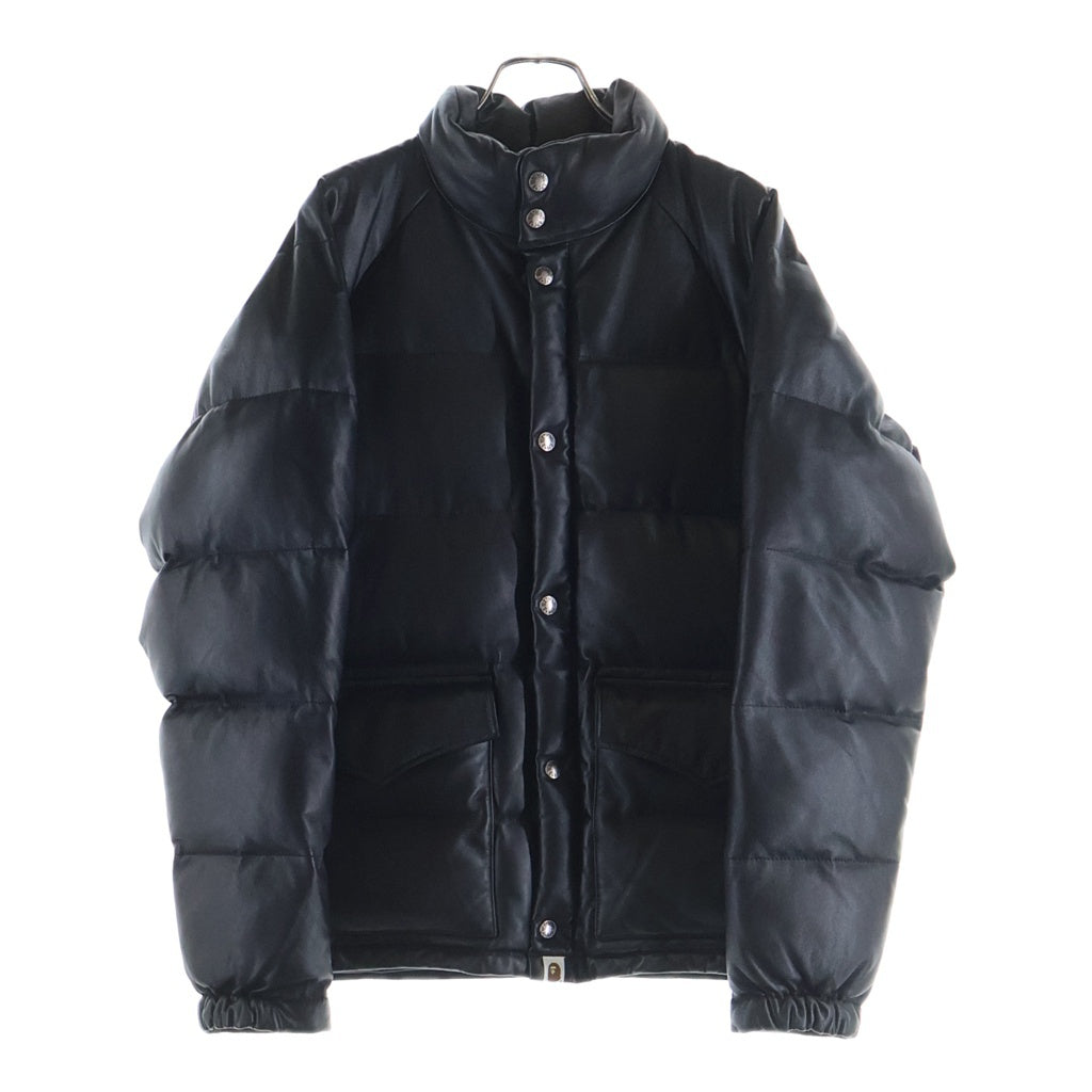 A BATHING APE(アベイシングエイプ) LETHER CLASSIC DOWN JACKET シープスキン 羊皮 レザー クラッシック ダウン ジャケット ブラック 001HJB801009X
