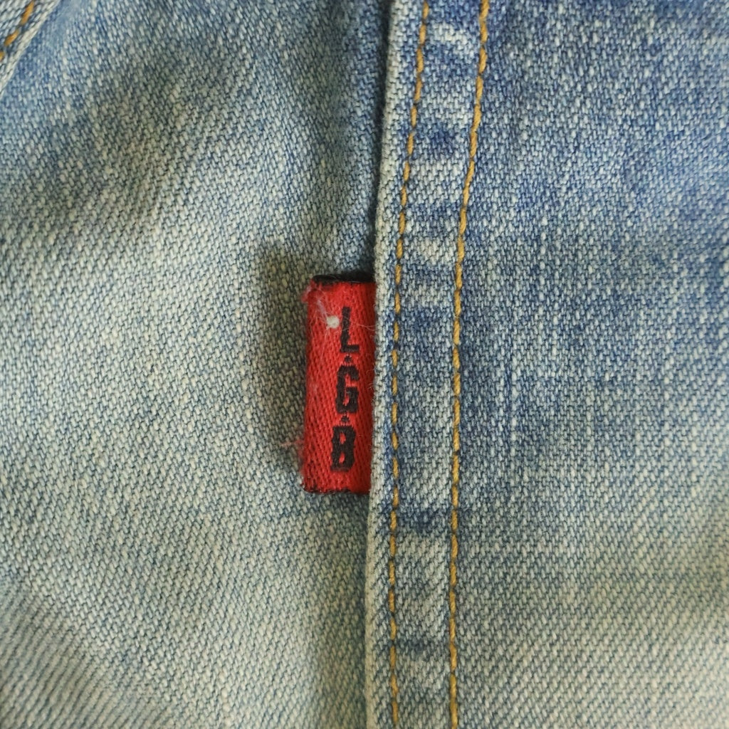 NO BRAND(ノーブランド) L.G.B./LGB(ルグランブルー) ヴィンテージ加工 バックル付 サスペンダー付きバギーデニムパンツ インディゴ KSA10-V-BAGGY/M