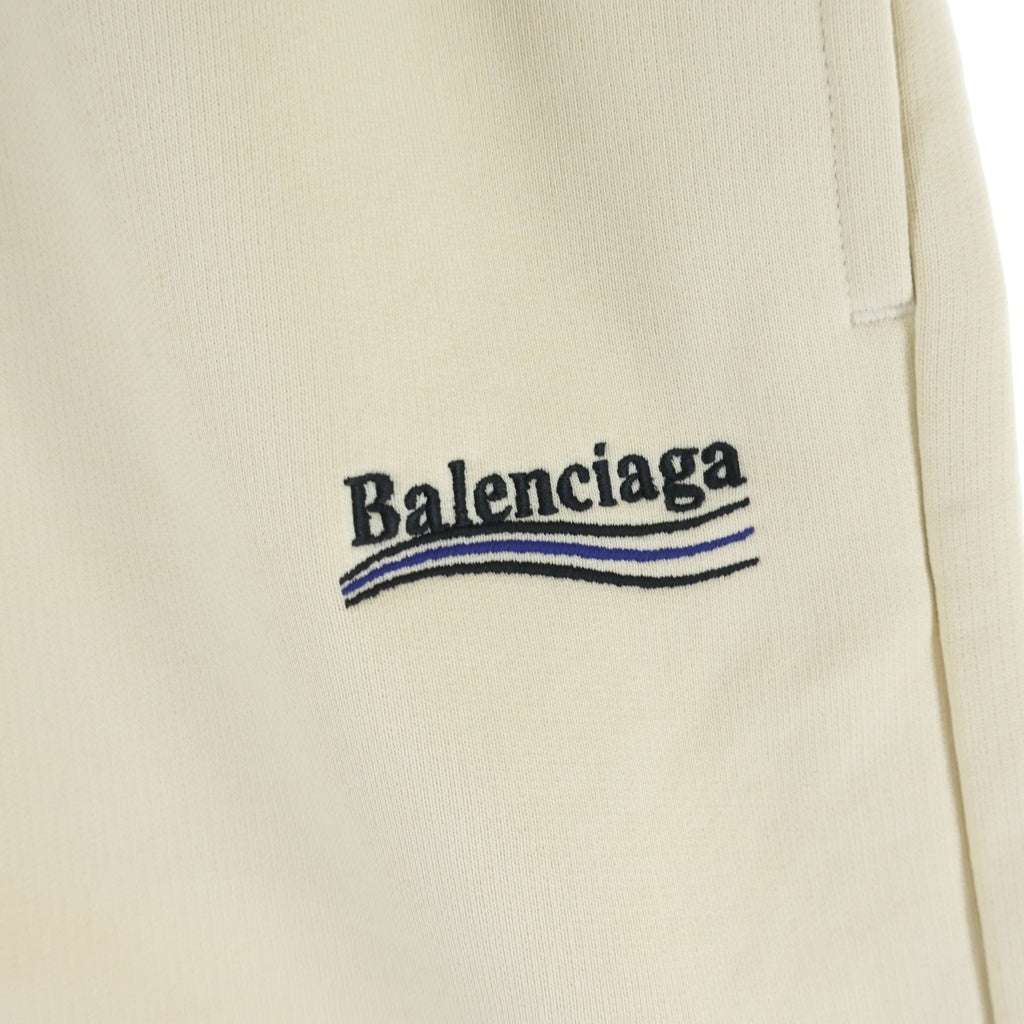BALENCIAGA(バレンシアガ) 22SS Political Campaign Sweat Shorts ポリティカル キャンペーンロゴ刺繍 スウェットショーツ ハーフパンツ ベージュ 676137 TKVI9