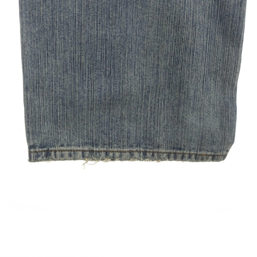 BALENCIAGA(バレンシアガ) 25SS レイヤード Tシャツドッキング加工 ロゴ刺繍 ローライズ ウォッシュデニムパンツ インディゴ/ブラック 833435 TNW65