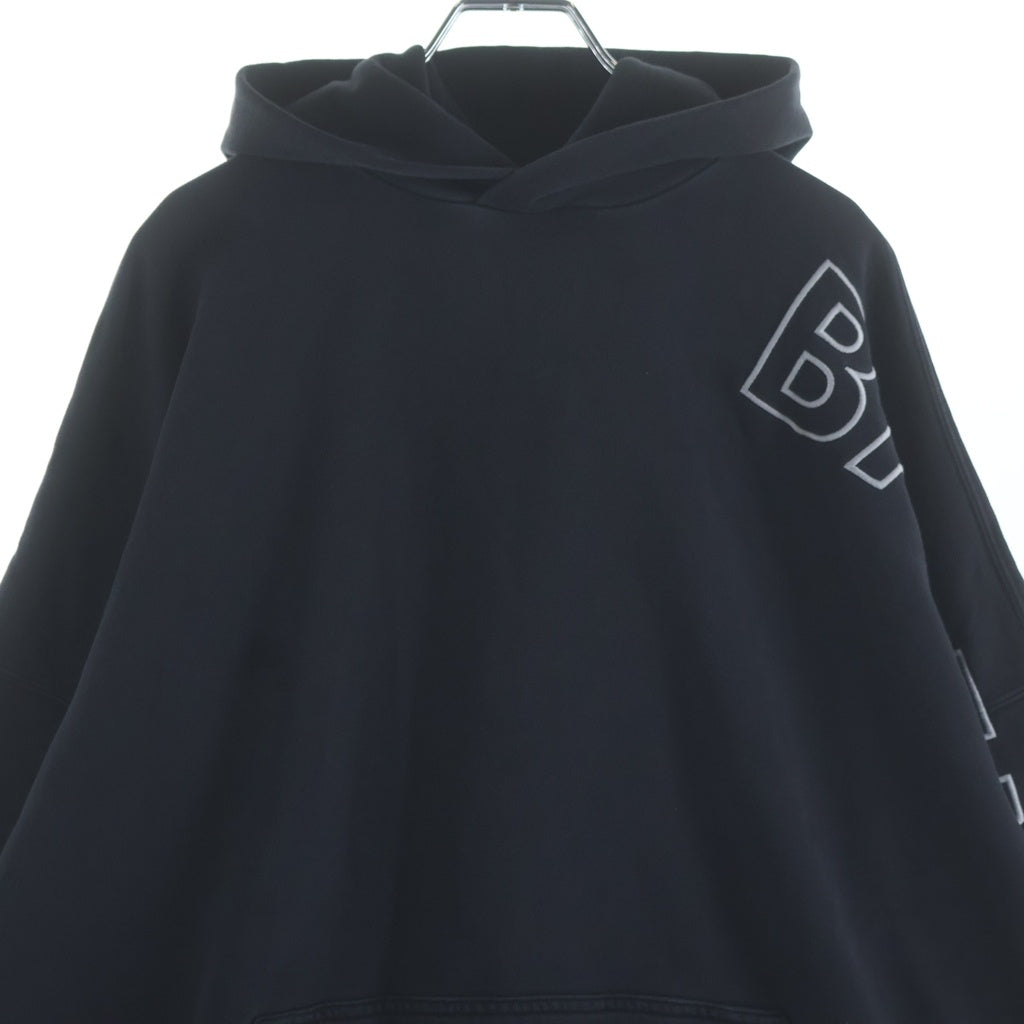 BALENCIAGA(バレンシアガ) 23AW WASHED BLACK ウオッシュド加工 アームロゴエンブロイダリー プルオーバースウェットパーカー フーディー ブラック 739024 TOVV2