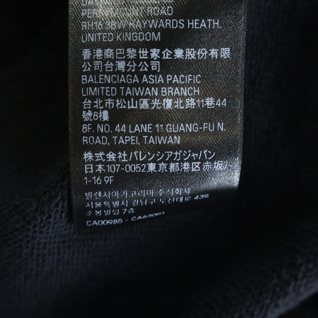 BALENCIAGA(バレンシアガ) 23AW WASHED BLACK ウオッシュド加工 アームロゴエンブロイダリー プルオーバースウェットパーカー フーディー ブラック 739024 TOVV2
