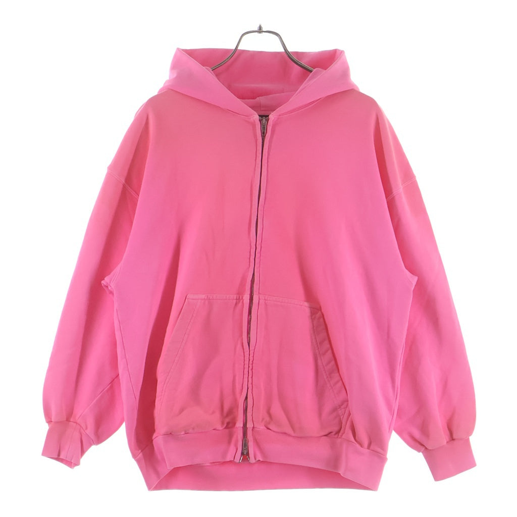 BALENCIAGA(バレンシアガ) 23SS Vintage Small Zip-up Hoodie ヴィンテージ加工 スモールジップアップパーカー フーディー ピンク 744454 TOVG5