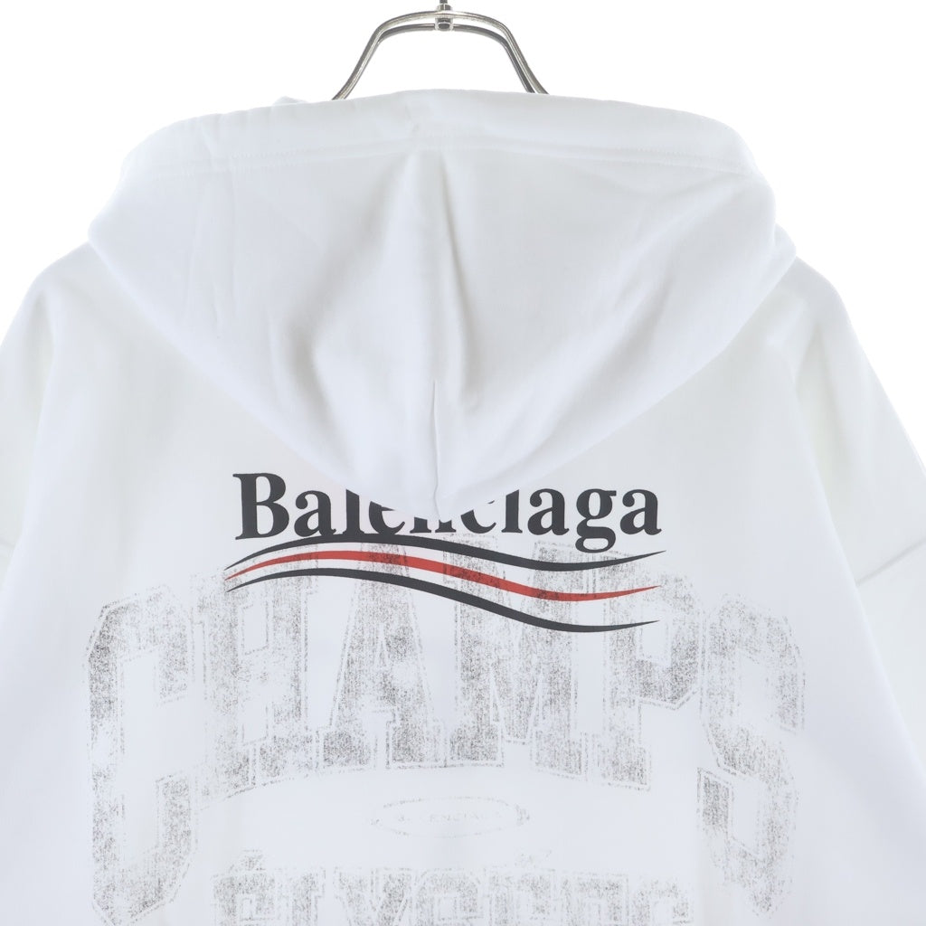 BALENCIAGA(バレンシアガ) 21AW I LOVE PARIS & ロゴプリント コットン プルオーバースウェットパーカー フーディ ホワイト 578135 TSVY8