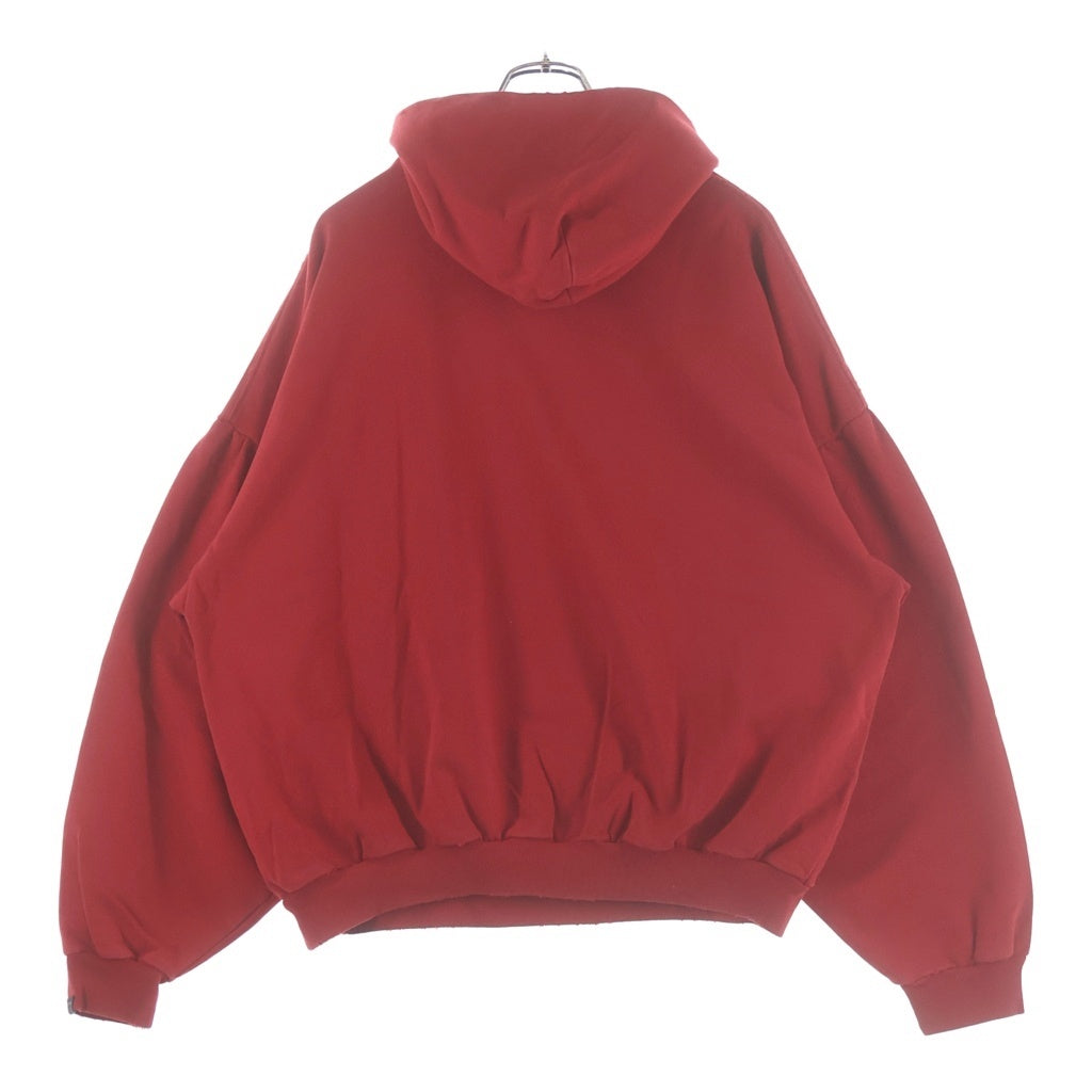 BALENCIAGA(バレンシアガ) 23AW Faux Logo Round Hem Hoodie フェイクロゴ ダメージ加工 プルオーバースウェットパーカー フーディー レッド 761458 TPVE3