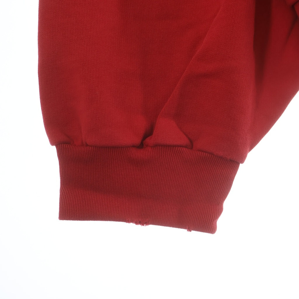 BALENCIAGA(バレンシアガ) 23AW Faux Logo Round Hem Hoodie フェイクロゴ ダメージ加工 プルオーバースウェットパーカー フーディー レッド 761458 TPVE3