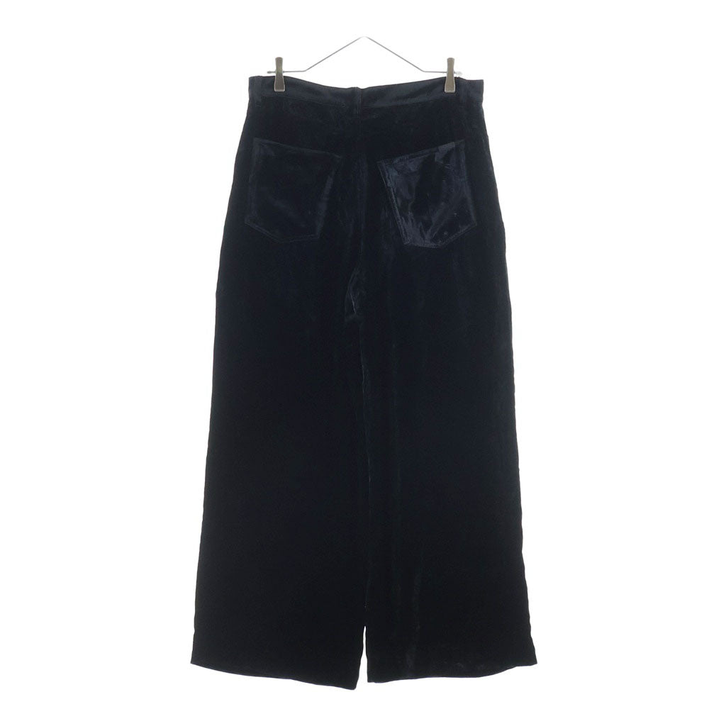 SAINT LAURENT PARIS(サンローランパリ) ベロア ボタンフライ ワイドロングパンツ ブラック 704607 Y05PA