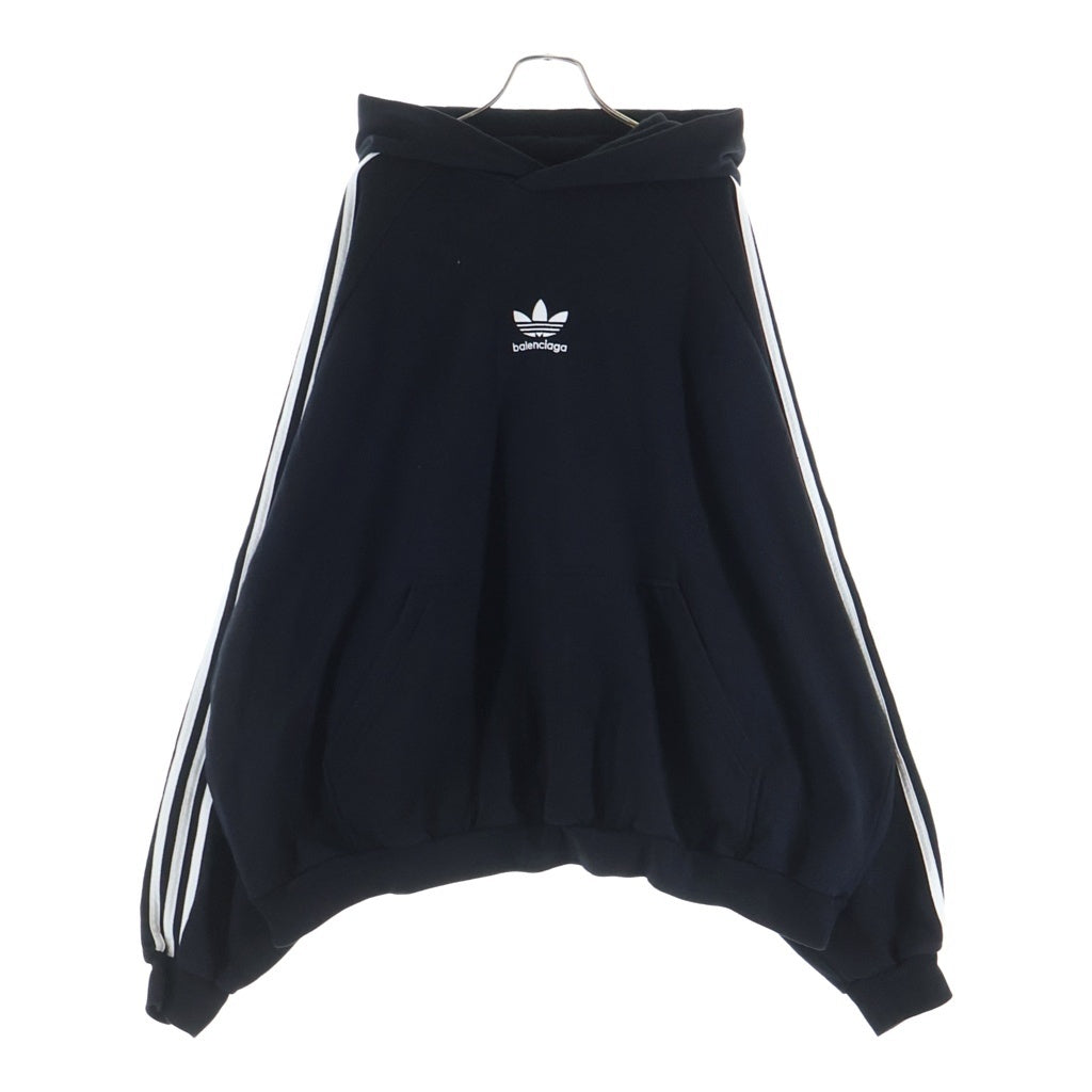 BALENCIAGA(バレンシアガ) 22AW ×adidas Hoodie Large Fit アディダス ラージフィット ロゴプリントプルオーバーパーカー フーディー ブラック 729322 TNVN2