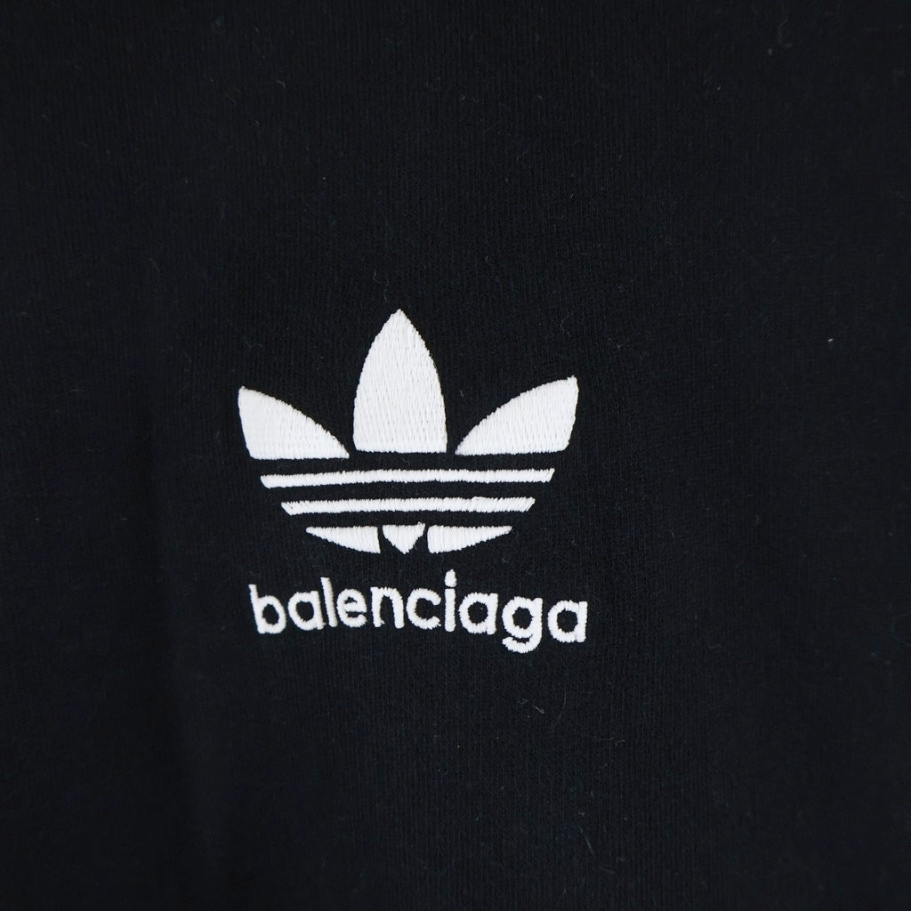 BALENCIAGA(バレンシアガ) 22AW ×adidas Hoodie Large Fit アディダス ラージフィット ロゴプリントプルオーバーパーカー フーディー ブラック 729322 TNVN2