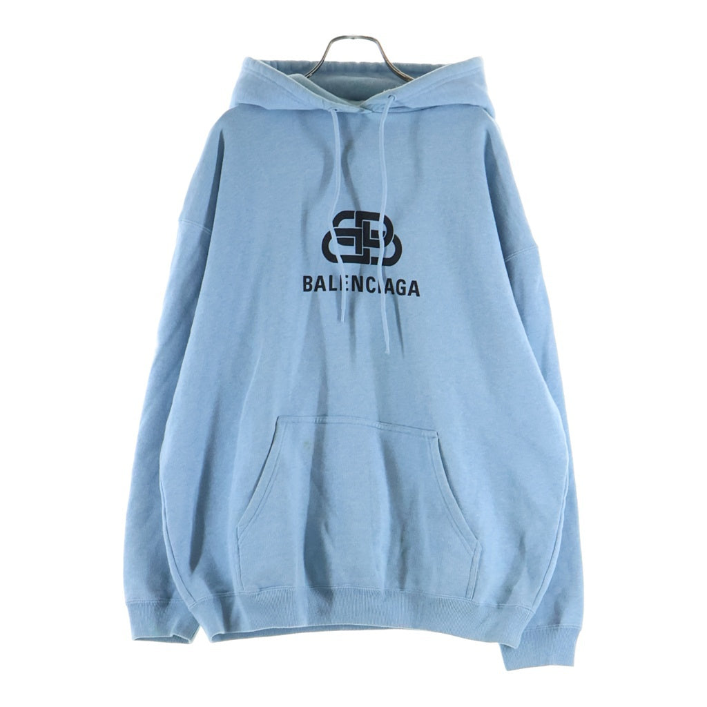 BALENCIAGA(バレンシアガ) 20SS BBロゴ フロントプリント プルオーバーパーカー フーディー ブルー 570811 THV78