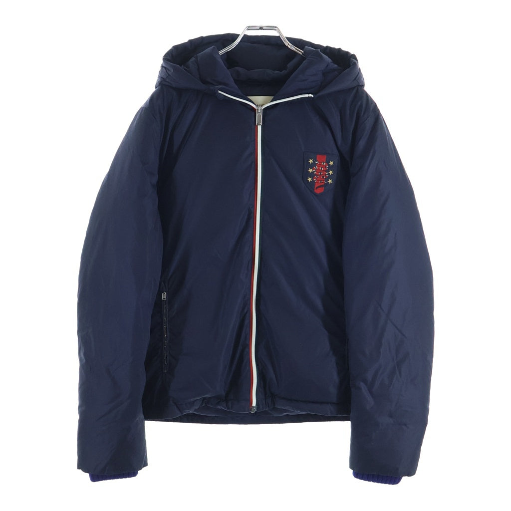 GUCCI グッチ スネークワッペン フーデッドダウンジャケット ネイビー 429517 Z4190 GUCCI(グッチ) スネークワッペン フーデッドダウンジャケット ネイビー