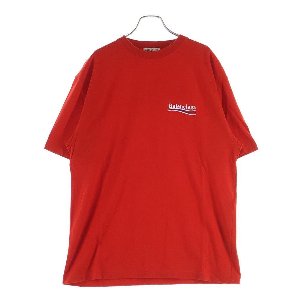 BALENCIAGA(バレンシアガ) 21SS Political Campaign Oversized Tee ポリティカル キャンペーンロゴ刺繍Tシャツ 半袖クルーネックカットソー レッド 641655 TKVJ1