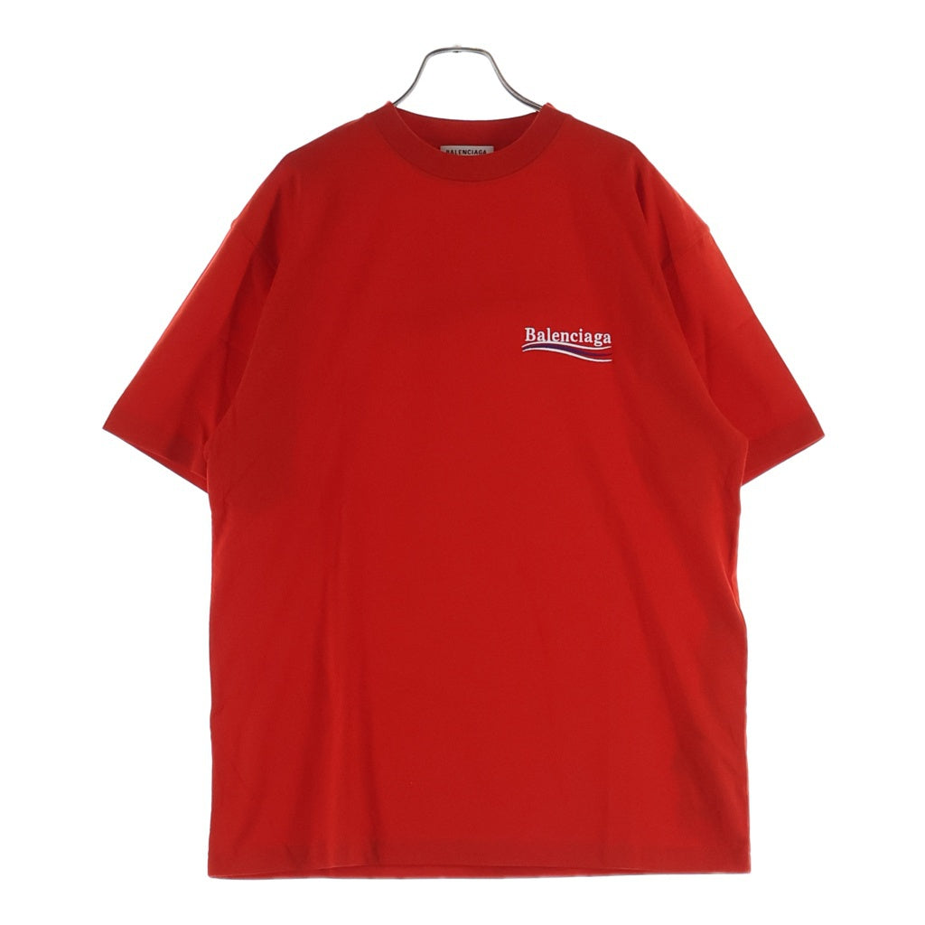 BALENCIAGA(バレンシアガ) 21SS Political Campaign Oversized Tee ポリティカル キャンペーンロゴ刺繍Tシャツ 半袖クルーネックカットソー レッド 641655 TKVJ1