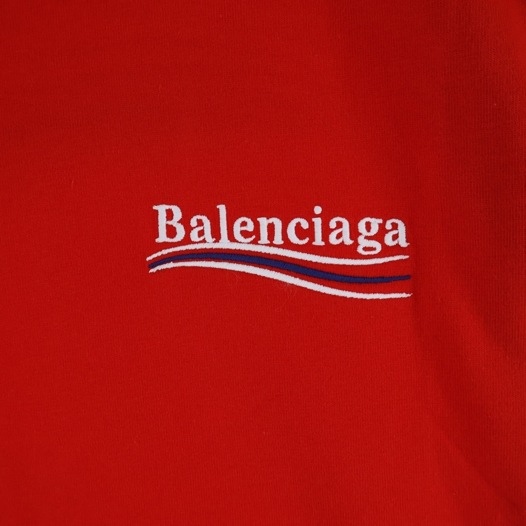 BALENCIAGA(バレンシアガ) 21SS Political Campaign Oversized Tee ポリティカル キャンペーンロゴ刺繍Tシャツ 半袖クルーネックカットソー レッド 641655 TKVJ1