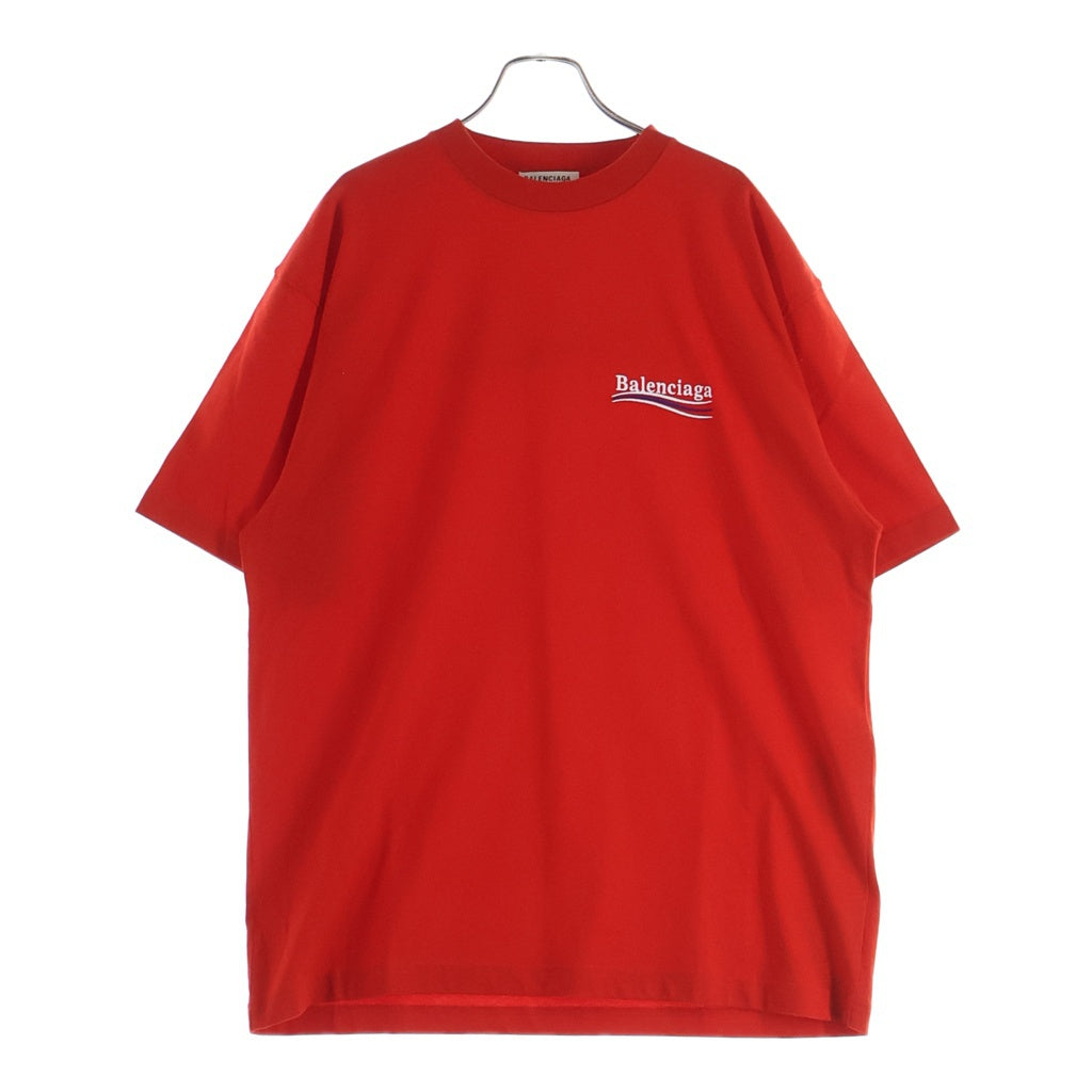 BALENCIAGA(バレンシアガ) 21SS Political Campaign Oversized Tee ポリティカル キャンペーンロゴ刺繍Tシャツ 半袖クルーネックカットソー レッド 641655 TKVJ1