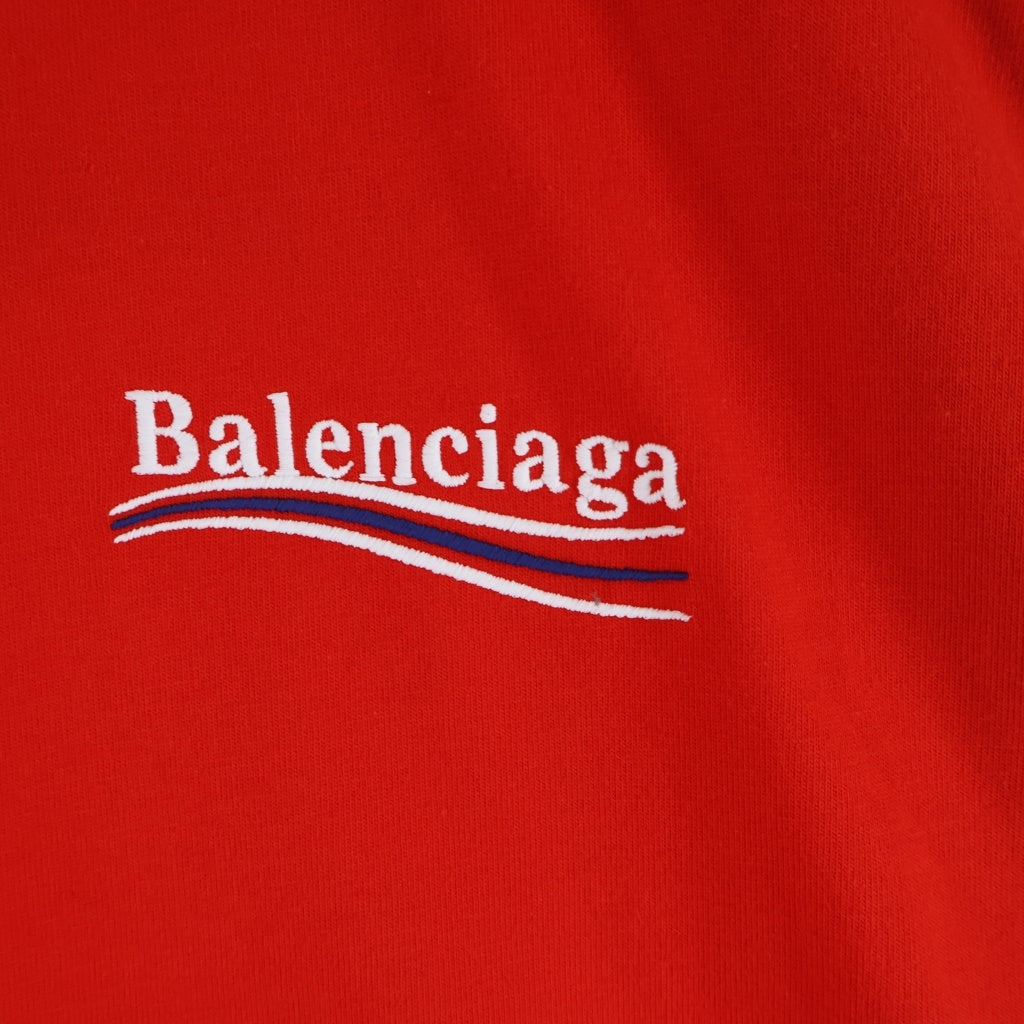 BALENCIAGA(バレンシアガ) 21SS Political Campaign Oversized Tee ポリティカル キャンペーンロゴ刺繍Tシャツ 半袖クルーネックカットソー レッド 641655 TKVJ1