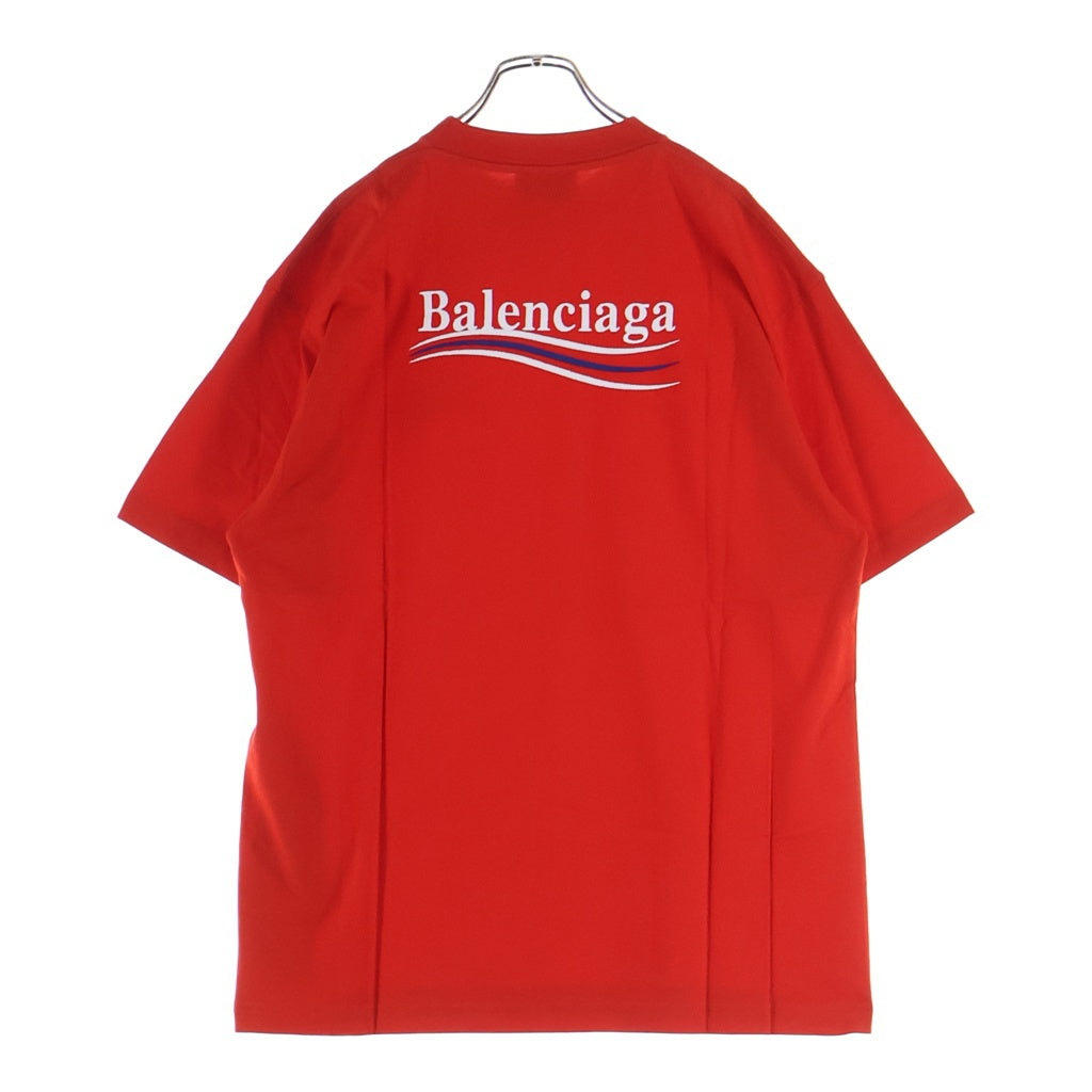 BALENCIAGA(バレンシアガ) 21SS Political Campaign Oversized Tee ポリティカル キャンペーンロゴ刺繍Tシャツ 半袖クルーネックカットソー レッド 641655 TKVJ1
