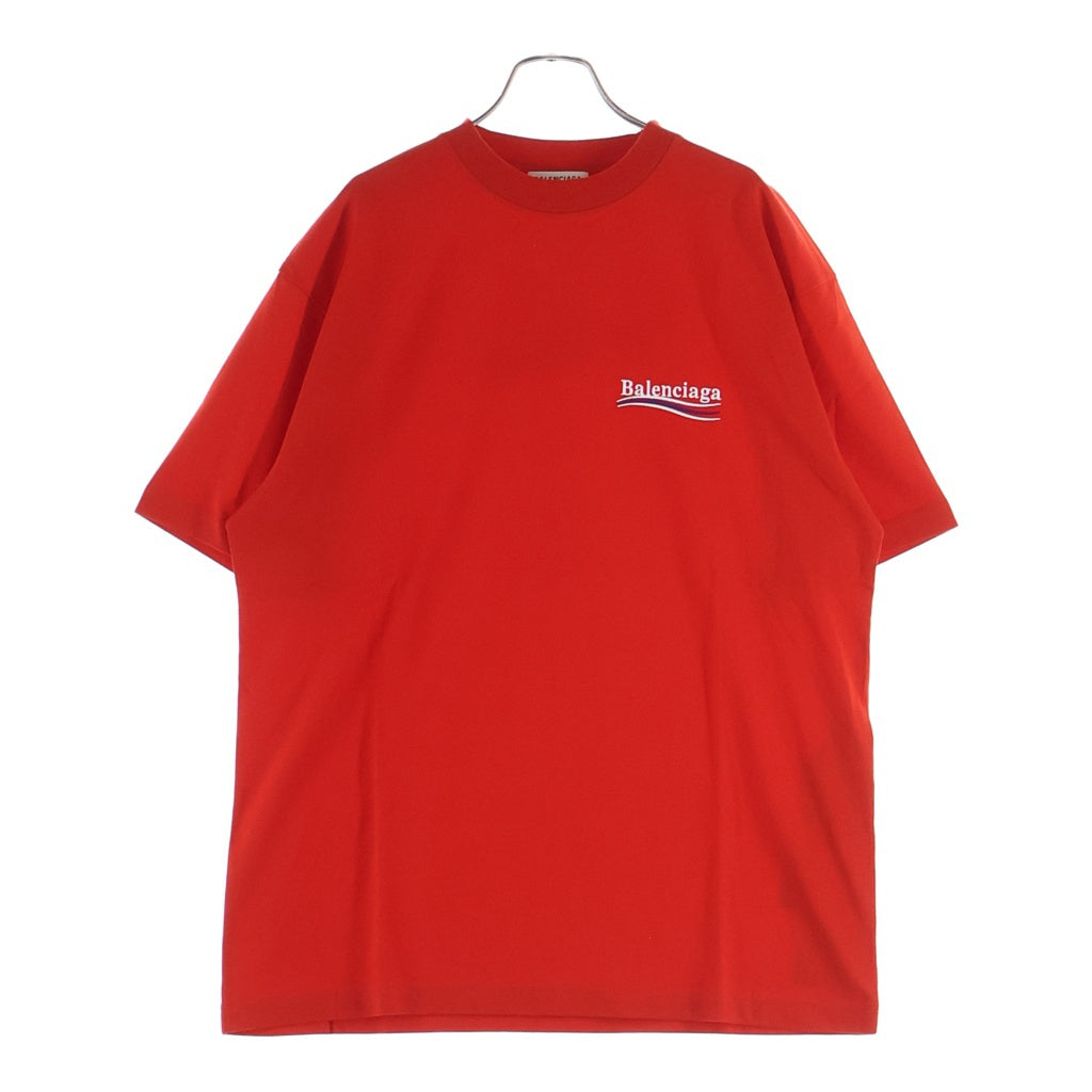 BALENCIAGA(バレンシアガ) 21SS Political Campaign Oversized Tee ポリティカル キャンペーンロゴ刺繍Tシャツ 半袖クルーネックカットソー レッド 641655 TKVJ1