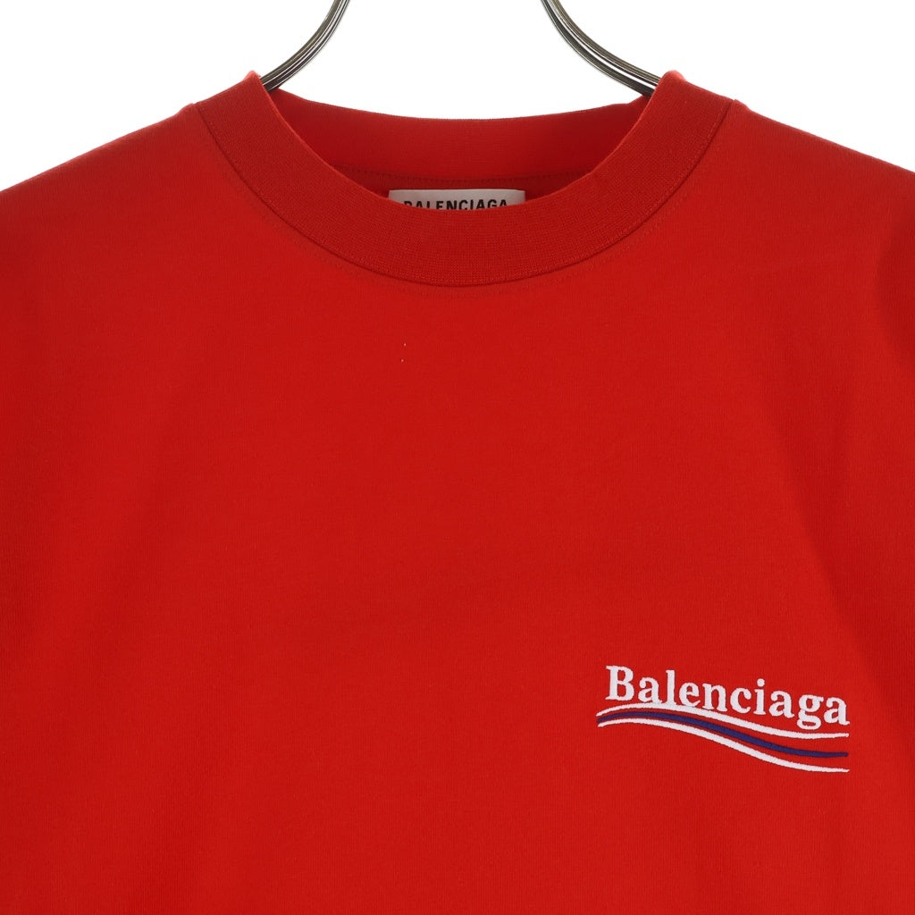 BALENCIAGA(バレンシアガ) 21SS Political Campaign Oversized Tee ポリティカル キャンペーンロゴ刺繍Tシャツ 半袖クルーネックカットソー レッド 641655 TKVJ1