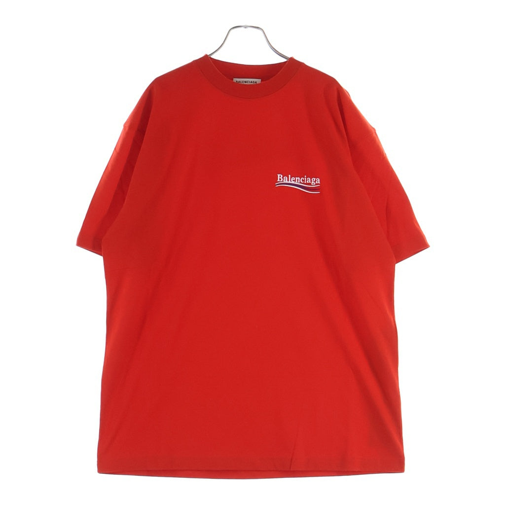 BALENCIAGA(バレンシアガ) 21SS Political Campaign Oversized Tee ポリティカル キャンペーンロゴ刺繍Tシャツ 半袖クルーネックカットソー レッド 641655 TKVJ1