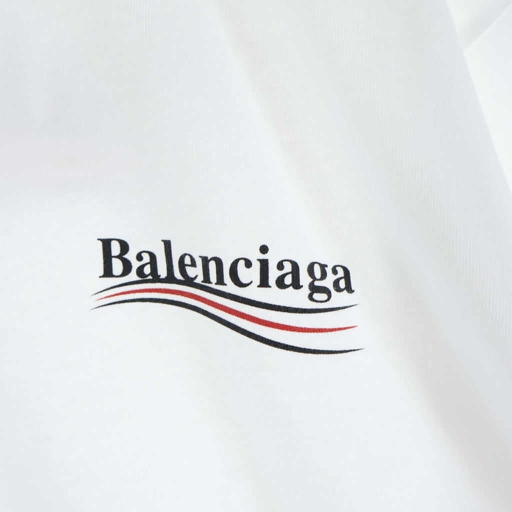 BALENCIAGA(バレンシアガ) 21AW Political Campaign Large Fit Tee ポリティカル キャンペーンロゴプリントTシャツ 半袖クルーネックカットソー ホワイト 620969 TIV52