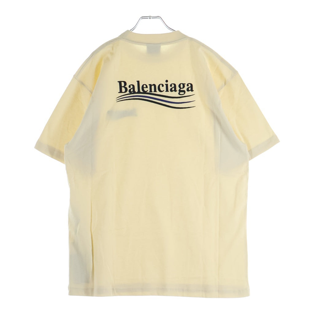 BALENCIAGA(バレンシアガ) 21SS Political Campaign Oversized Tee ポリティカル キャンペーンロゴ刺繍Tシャツ 半袖クルーネックカットソー ベージュ 641655 TKVJ1