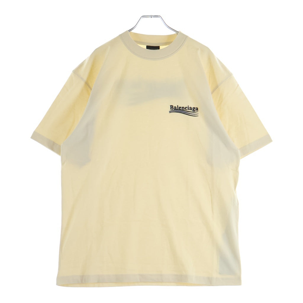 BALENCIAGA(バレンシアガ) 21SS Political Campaign Oversized Tee ポリティカル キャンペーンロゴ刺繍Tシャツ 半袖クルーネックカットソー ベージュ 641655 TKVJ1