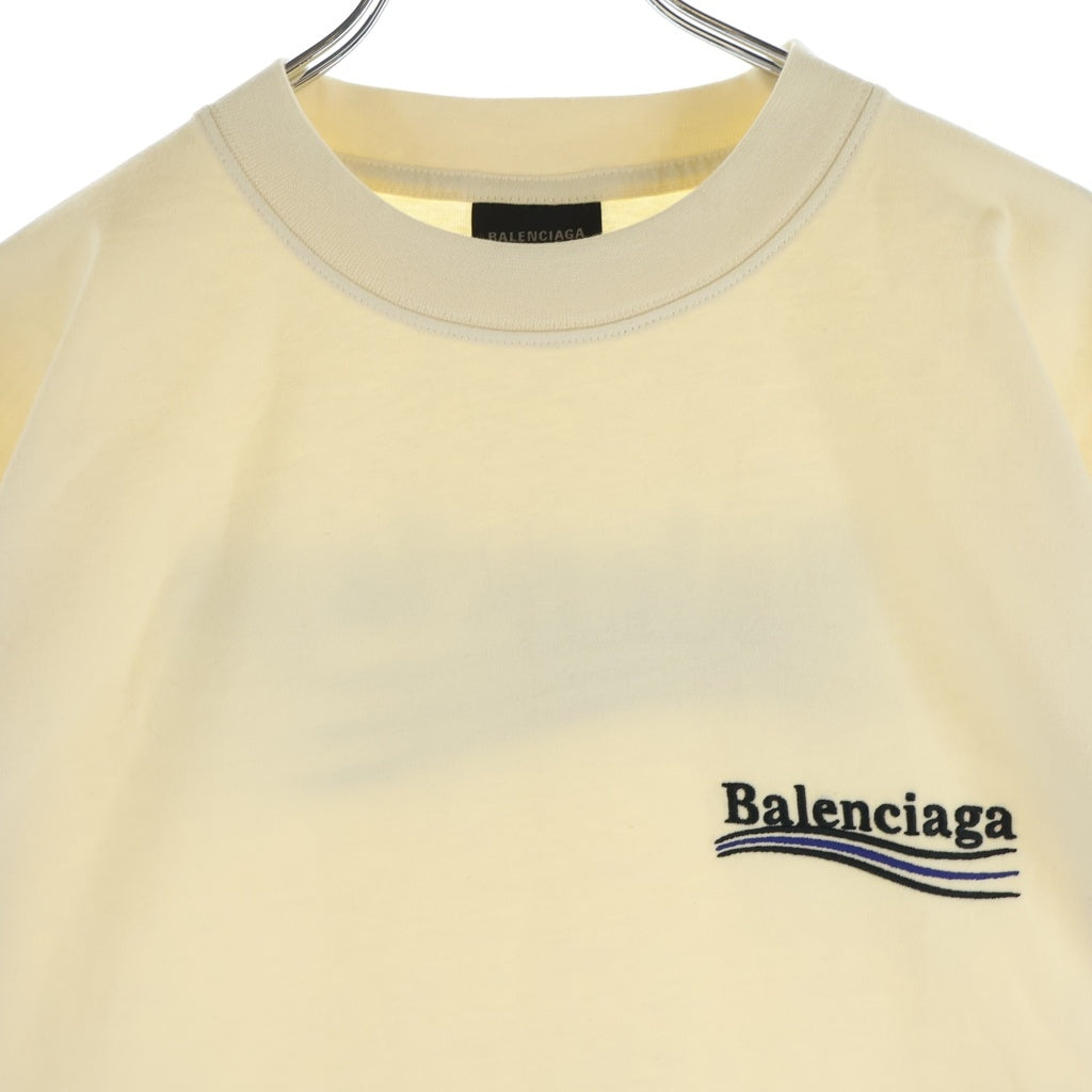 BALENCIAGA(バレンシアガ) 21SS Political Campaign Oversized Tee ポリティカル キャンペーンロゴ刺繍Tシャツ 半袖クルーネックカットソー ベージュ 641655 TKVJ1