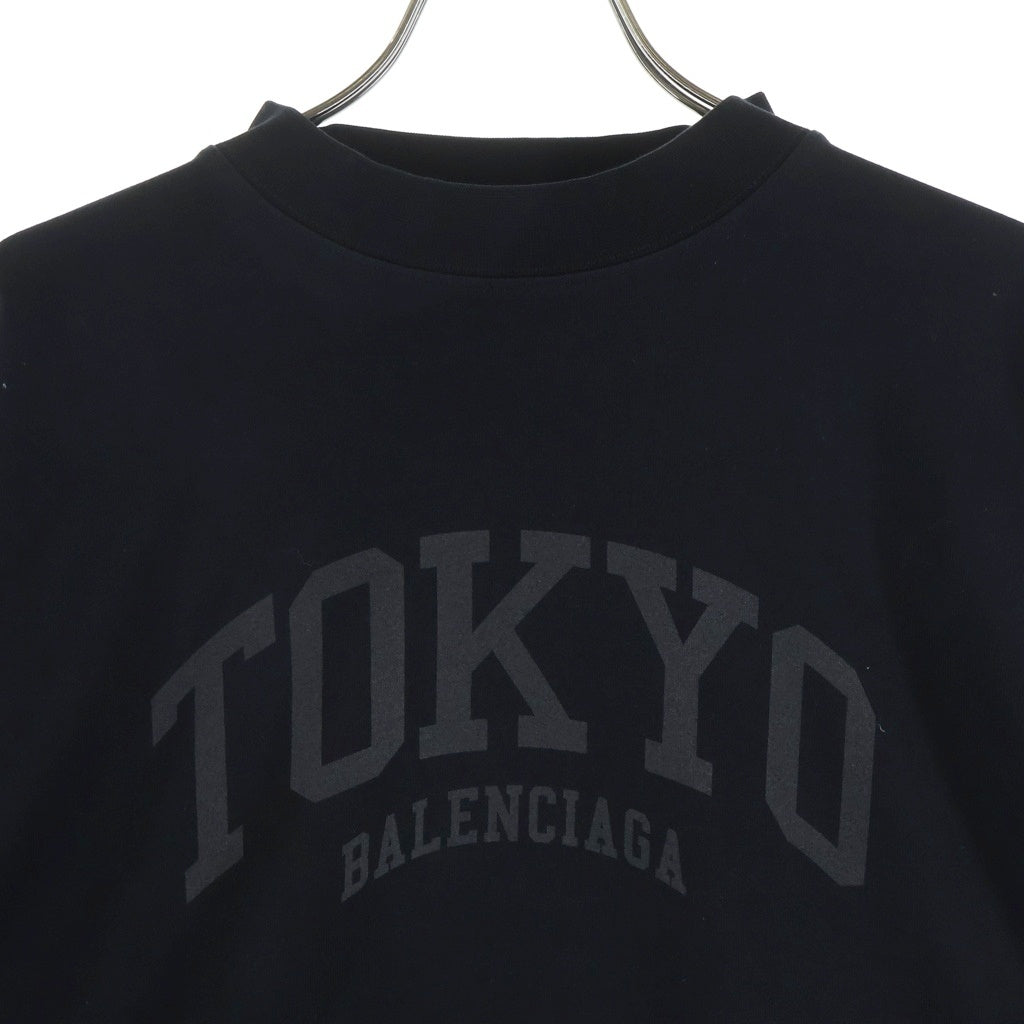 BALENCIAGA(バレンシアガ) 23SS Oversized L/S T-Shirt TOKYOロゴプリント オーバーサイズTシャツ 長袖クルーネックカットソー ブラック 720250 TLVK6