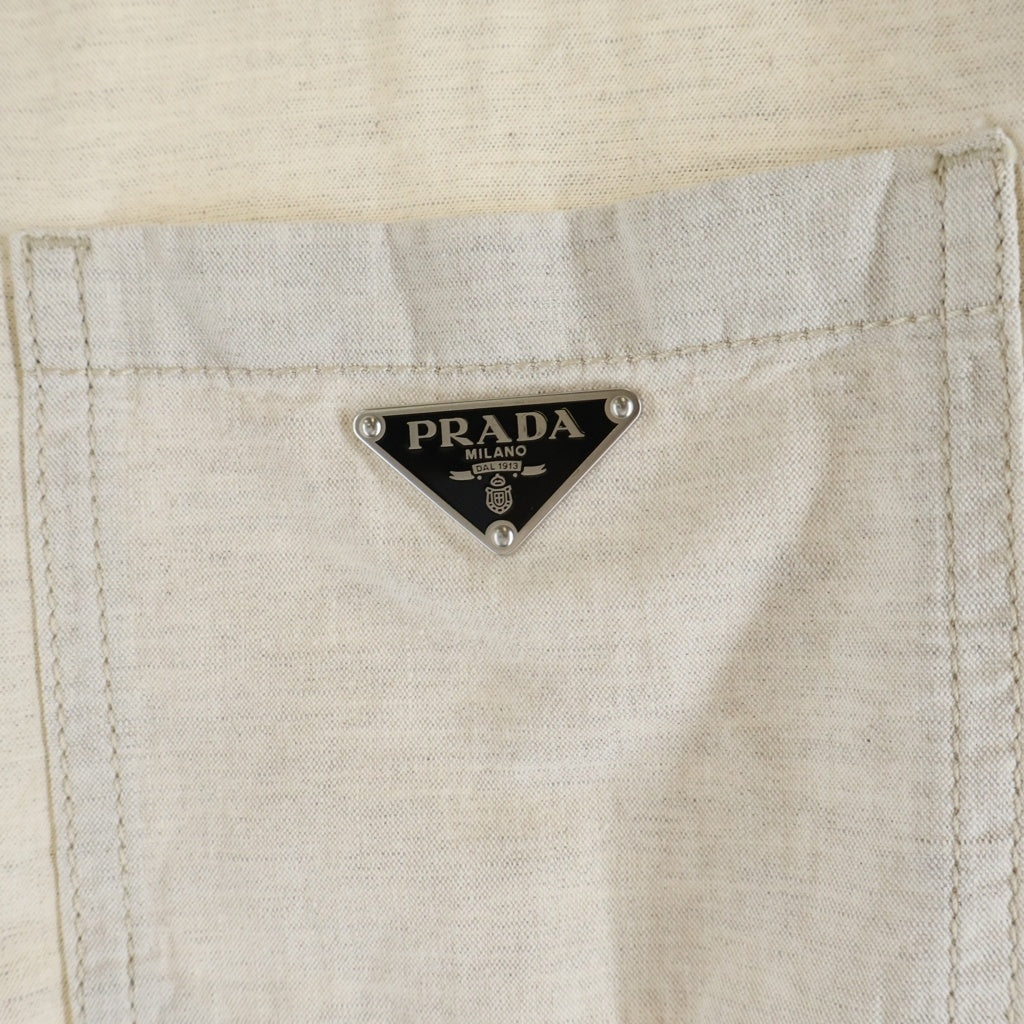 PRADA(プラダ) 23SS トライアングルロゴ ジップアップ リネン ニュートラル シャンブレーブルゾンジャケット ベージュ GEB255