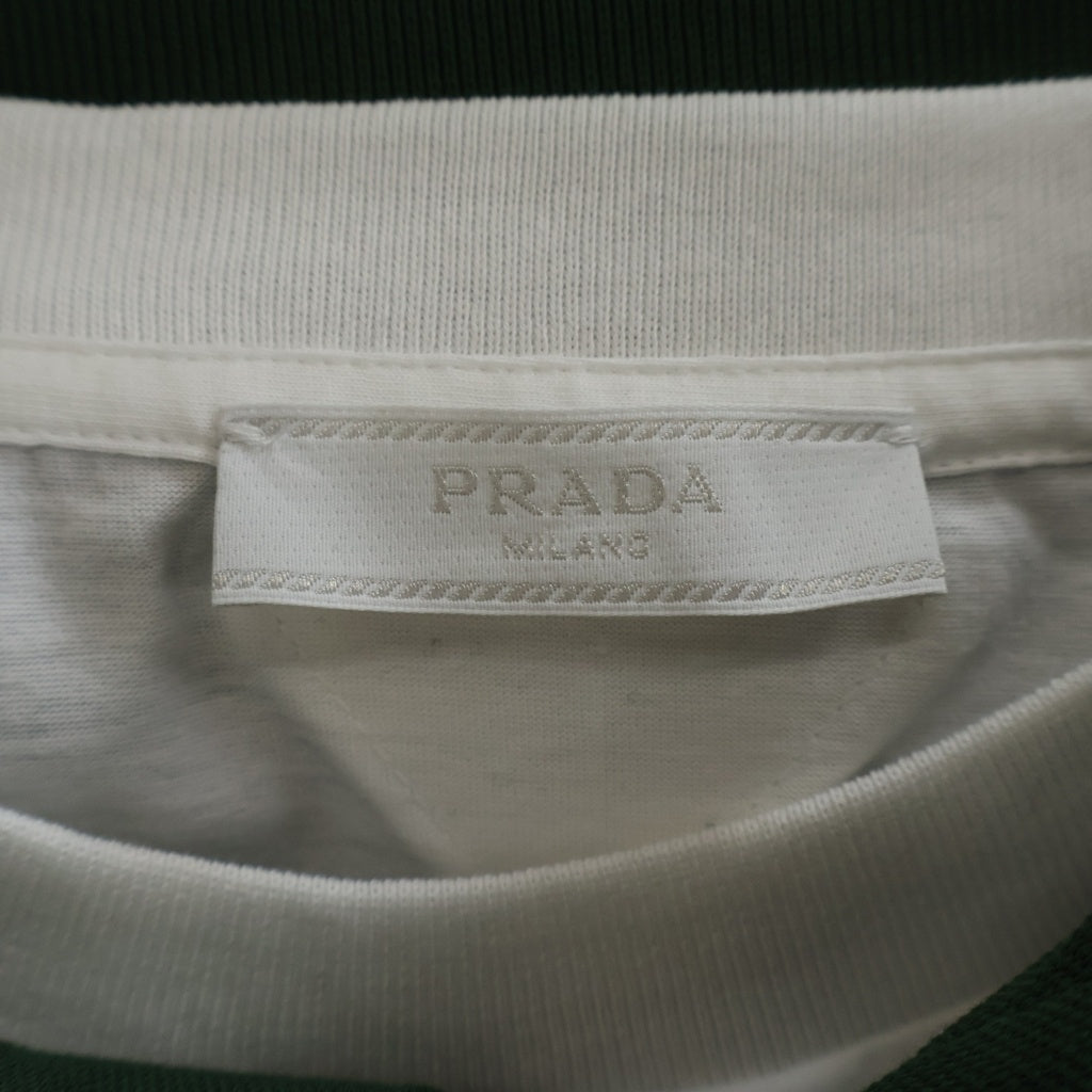 PRADA(プラダ) 24SS レイヤード 長袖コットンポロシャツ グリーン UJL72B