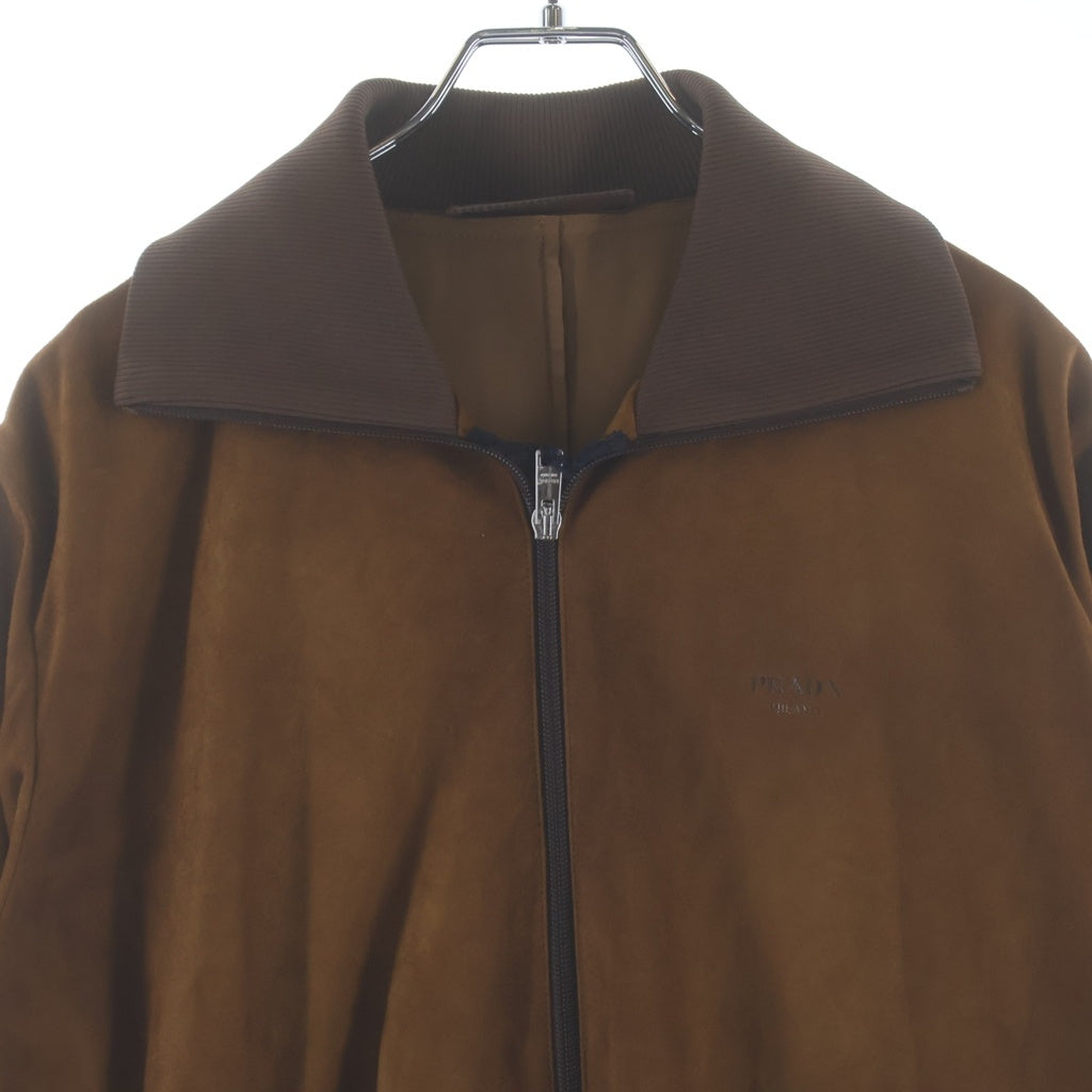 PRADA(プラダ) 25AW スウェード コニャック トラックジャケット ジップアップレザーブルゾン ブラウン UPW563
