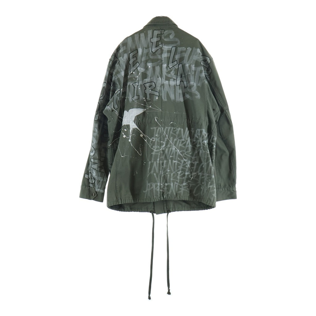 FAITH CONNEXION(フェイスコネクション) MULTIPOCKET PARKA マルチポケットパーカー ペイント加工 ジップアップジャケット カーキ X1200T76TZZ