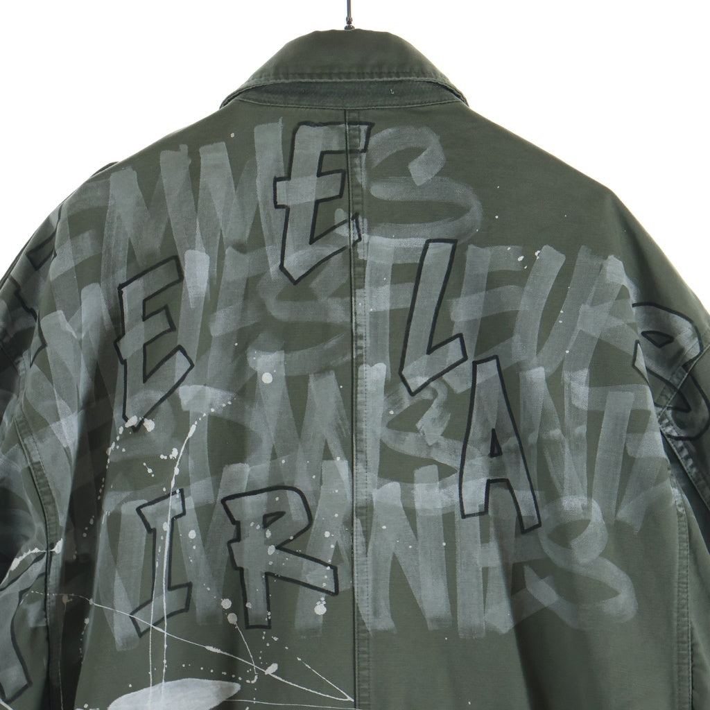 FAITH CONNEXION(フェイスコネクション) MULTIPOCKET PARKA マルチポケットパーカー ペイント加工 ジップアップジャケット カーキ X1200T76TZZ