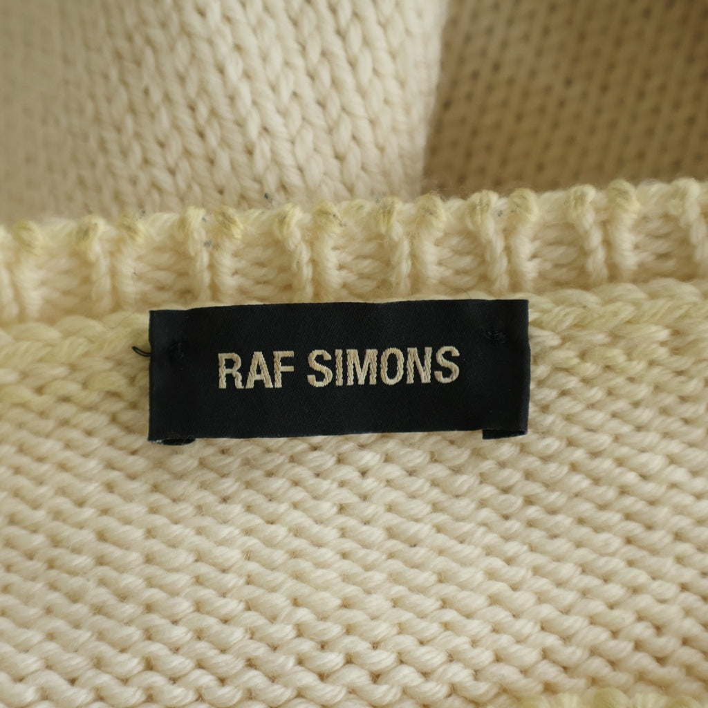 RAF SIMONS(ラフシモンズ) Oversized Instarsia Pull オーバーサイズ RSロゴ刺繍 クルーネックプルオーバーニットセーター ベージュ
