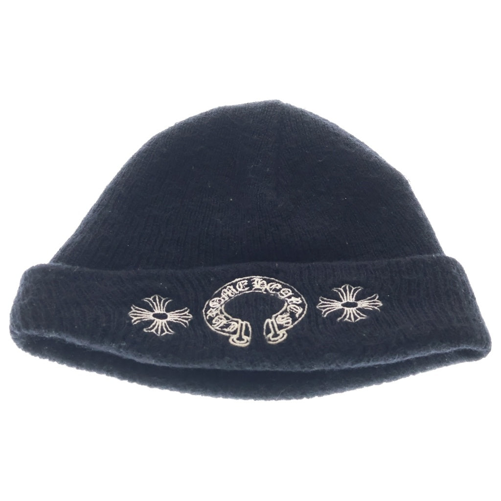 Chrome Hearts 黒 ニット帽 OS クロムハーツ ウール ビーニー OS CHROME クロムハーツ HEARTS Wool 美