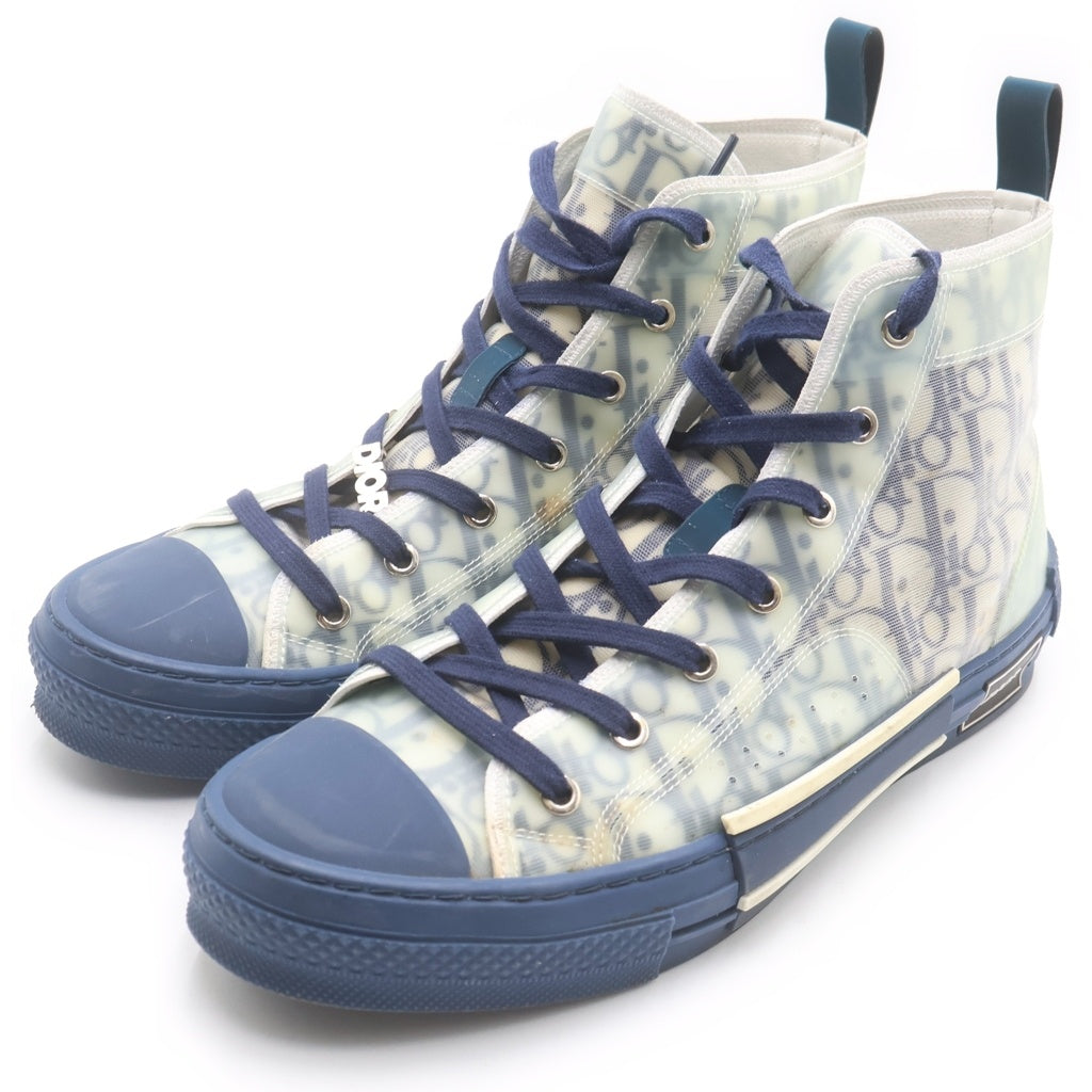 DIOR(ディオール) B23 HIGH TOP OBLIQUE SNEAKERS オブリーク 総柄 ハイカットスニーカー ホワイト/ブルー 3SH118YNT