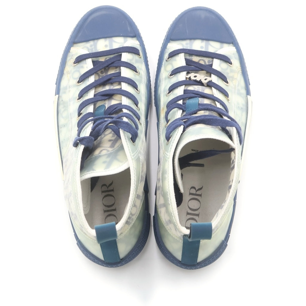 DIOR(ディオール) B23 HIGH TOP OBLIQUE SNEAKERS オブリーク 総柄 ハイカットスニーカー ホワイト/ブルー 3SH118YNT