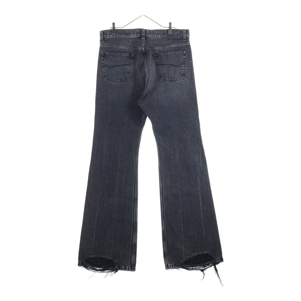 BALENCIAGA(バレンシアガ) 22AW LOST TAPE ロスト テープ コットン ウォッシュダメージ加工 デニムフレアパンツ グレー 697829 TBP47