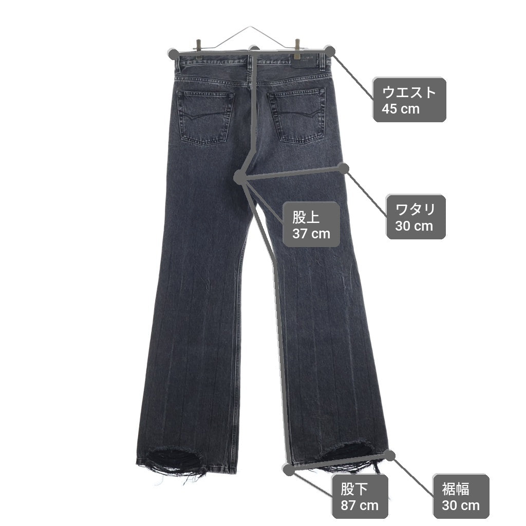 BALENCIAGA(バレンシアガ) 22AW LOST TAPE ロスト テープ コットン ウォッシュダメージ加工 デニムフレアパンツ グレー 697829 TBP47