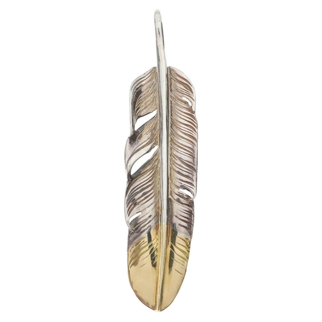 MOTO(モト) K18 FEATHER PENDANT 先金中フェザー ペンダントトップ 右向き シルバー/ゴールド