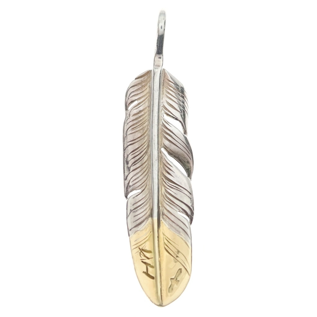 MOTO(モト) K18 FEATHER PENDANT 先金中フェザー ペンダントトップ 右向き シルバー/ゴールド