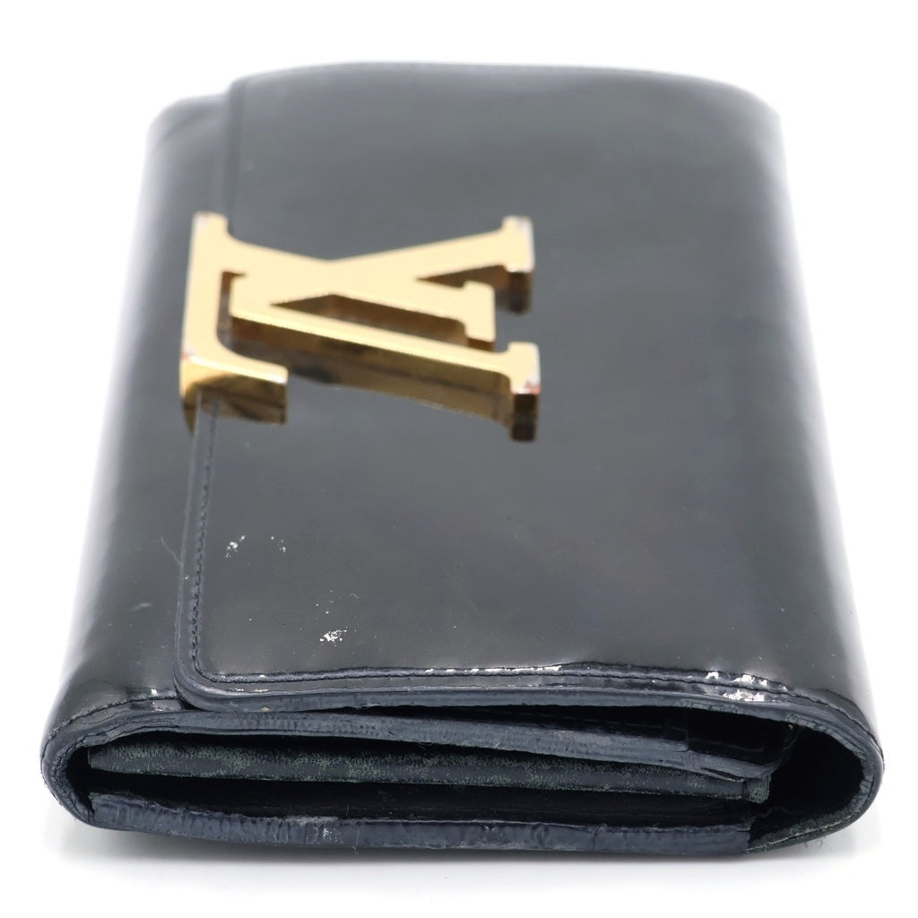 LOUIS VUITTON(ルイヴィトン) ヴェルニ ポルトフォイユルイーズ LVロゴ 二つ折り 長財布 ブラック/ゴールド M61316 CA4184 レディース