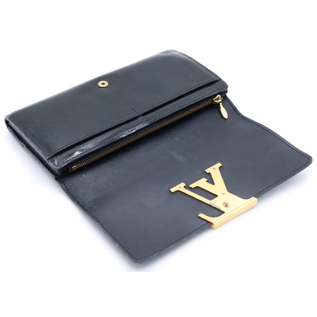 LOUIS VUITTON(ルイヴィトン) ヴェルニ ポルトフォイユルイーズ LVロゴ 二つ折り 長財布 ブラック/ゴールド M61316 CA4184 レディース