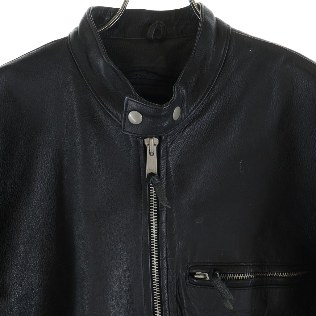 NO BRAND(ノーブランド) PROTECH LEATHER APPAREL プロテックレザーアパレル 80S VINTAGE レザー シングルライダースジャケット ブラック