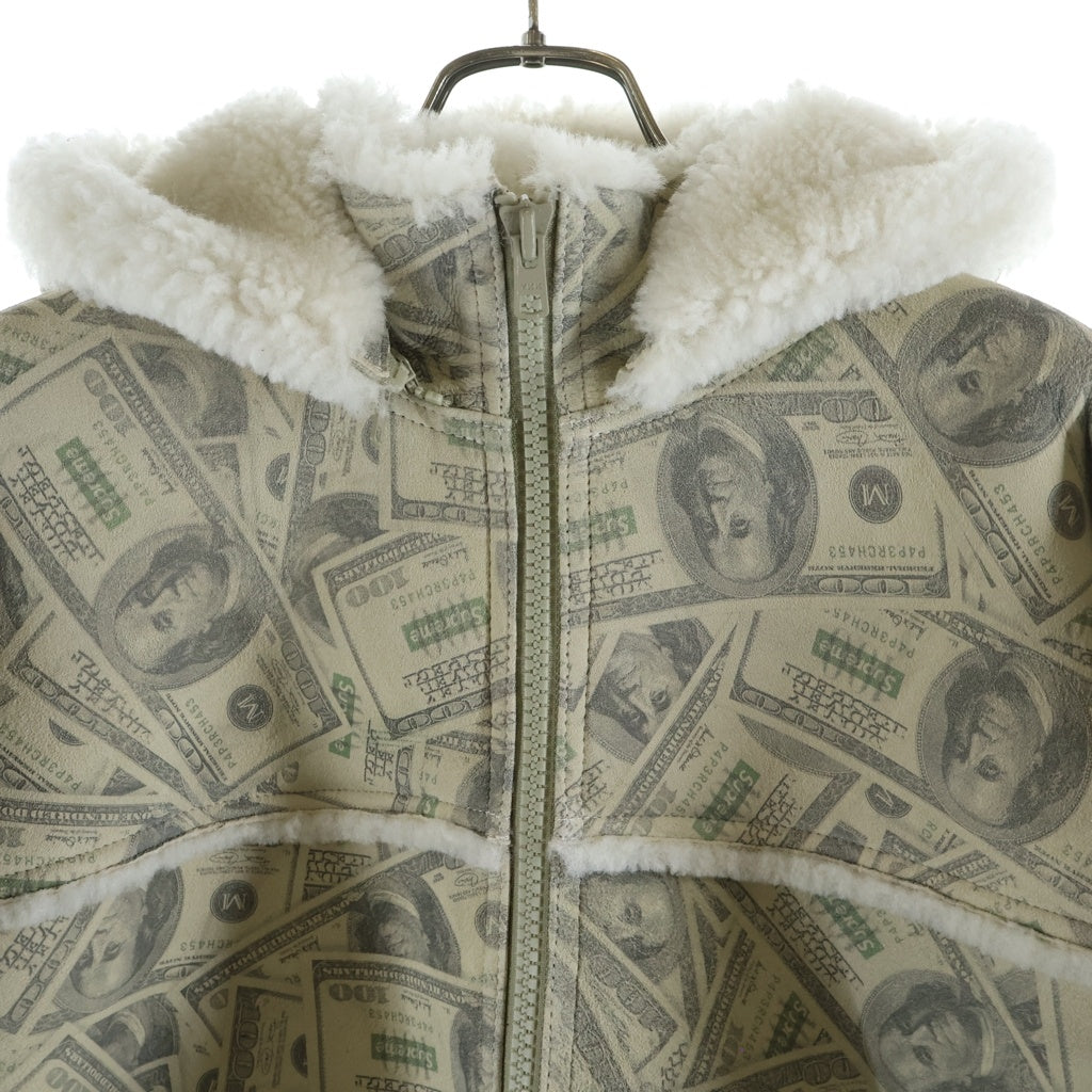 SUPREME(シュプリーム) ×MM6 Maison Margiela Hooded Shearling Bomber Jacket Money エムエム6 メゾンマルジェラ シアリング ボンバー ラムレザー ジャケット クリーム