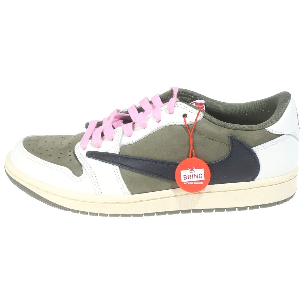 NIKE(ナイキ) ×TAVIS SCOTT AIR JORDAN1 LOW OG SP トラヴィス スコット エアジョーダン1 リバースオリーブ ローカットスニーカー ホワイト/カーキ US8/26cm DM7866-200